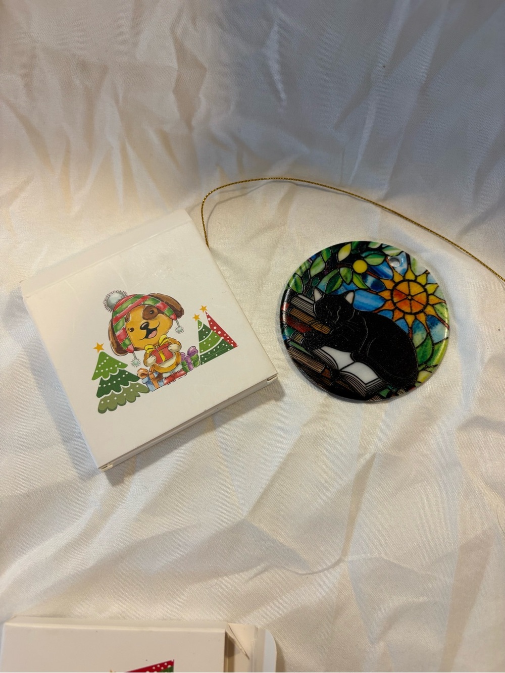 Source Unknown Black Cat Stained-Glass Style Ornament with Multicolor Design